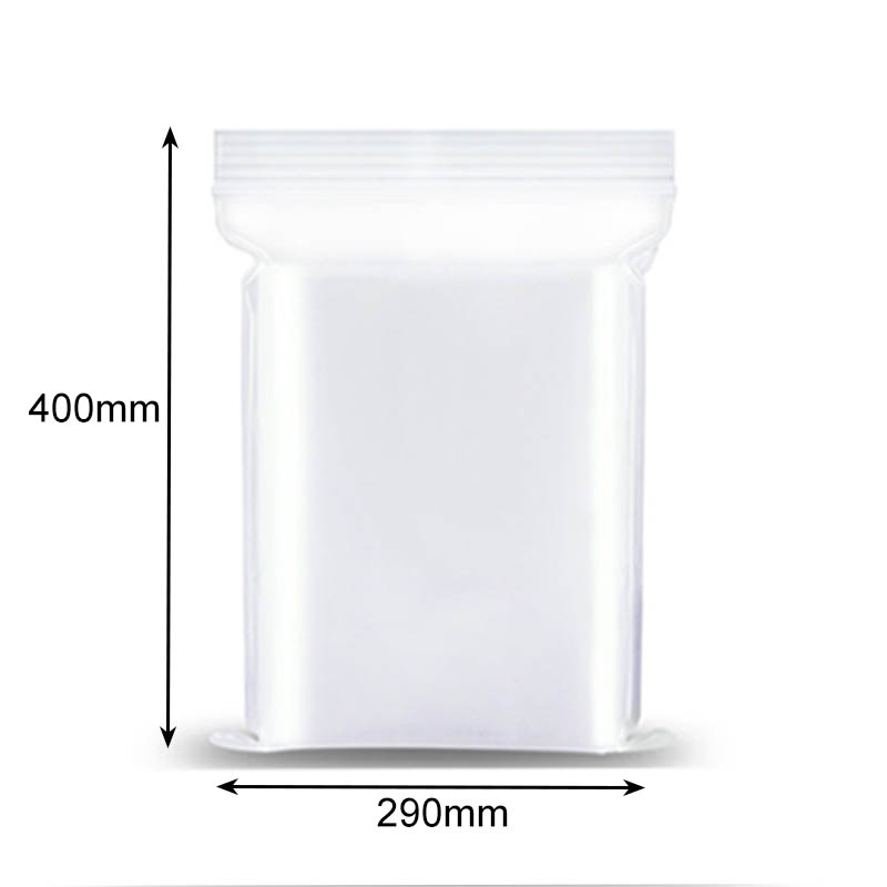 Plastic Reclosable Zip Bags 290x400mm Clear - 500/Pack - dimensions