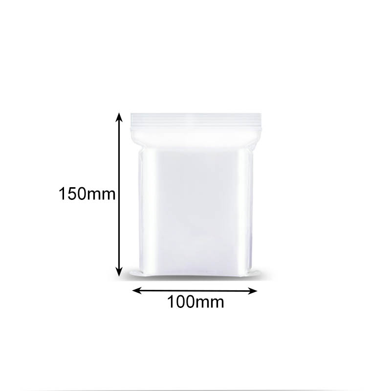 Plastic Zip Lock Bags 100x150mm Clear - 1000/Pack - dimensions