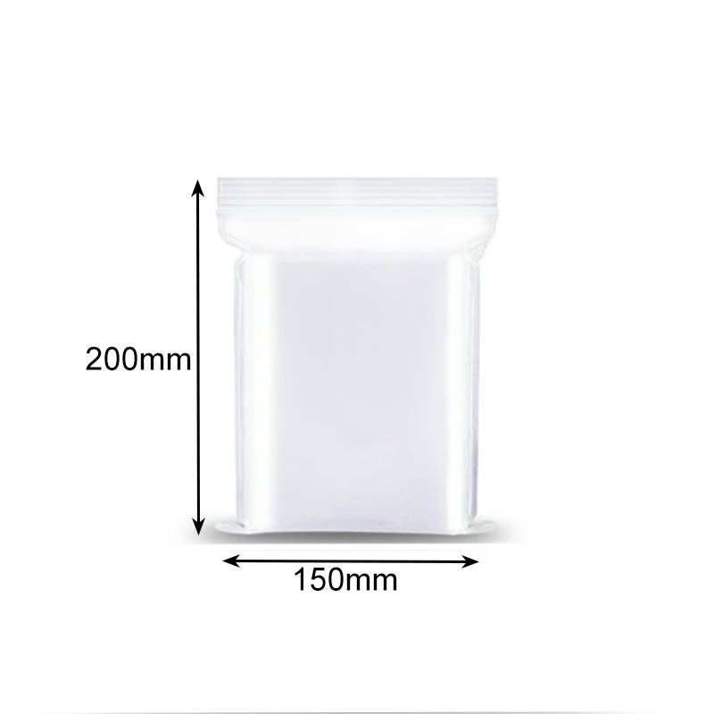 Reclosable Zip Poly Bags 150x200mm Clear - 1000/Pack - dimensions