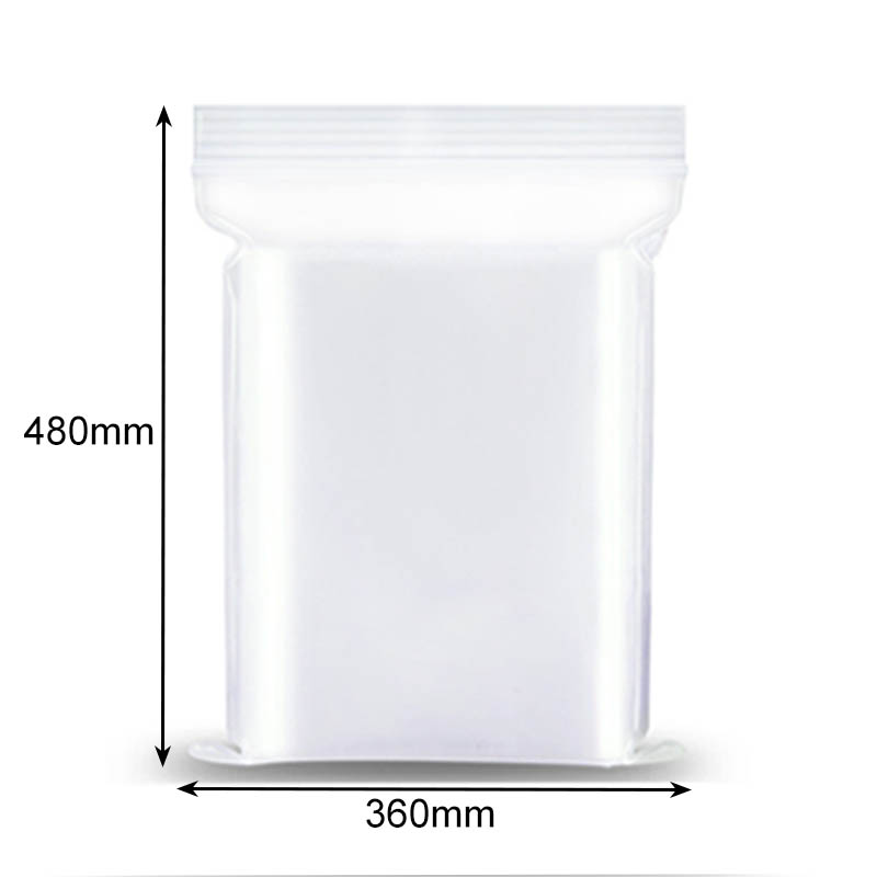 Zip Lock Plastic Poly Bags 360x480mm Clear - 500/Pack - dimensions