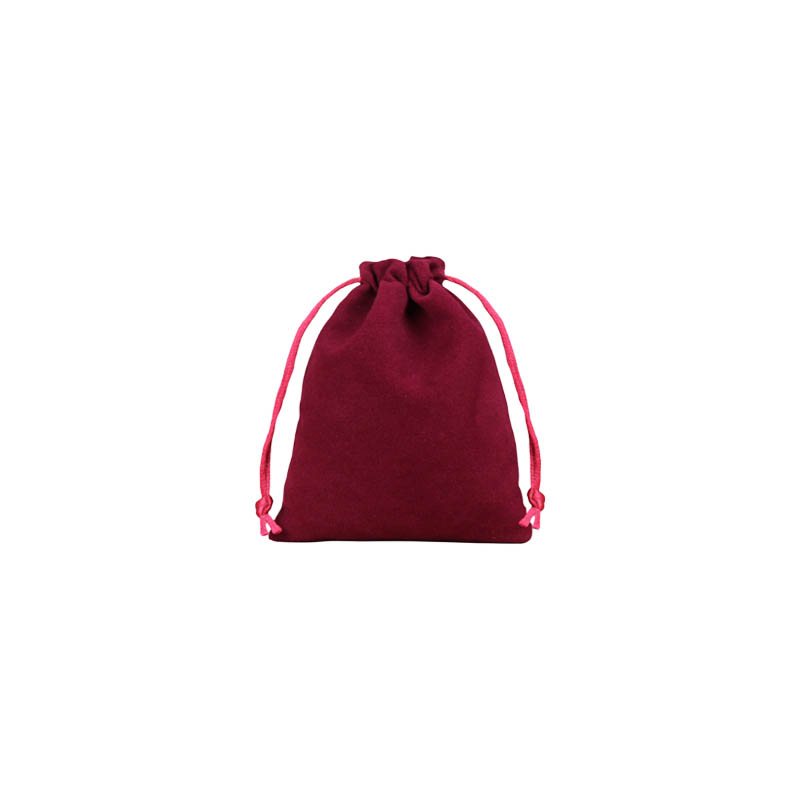 Velvet Drawstring Bags 70x90mm Burgundy - 50/Pack - dimensions