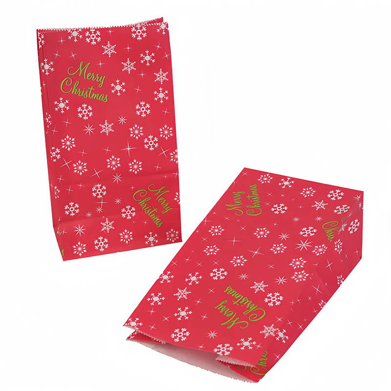 Christmas Paper Bags 130x240x80mm Snowflake Pattern - 50/Pack