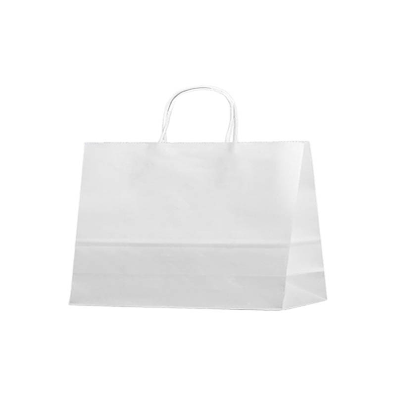 Large Paper Bags Twisted Handles 450x350mm White - 50/Pack - dimensions