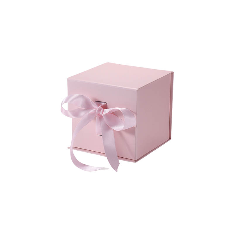 Magnetic Gift Box with Ribbon 120x120x120mm Pink - 50/Pack