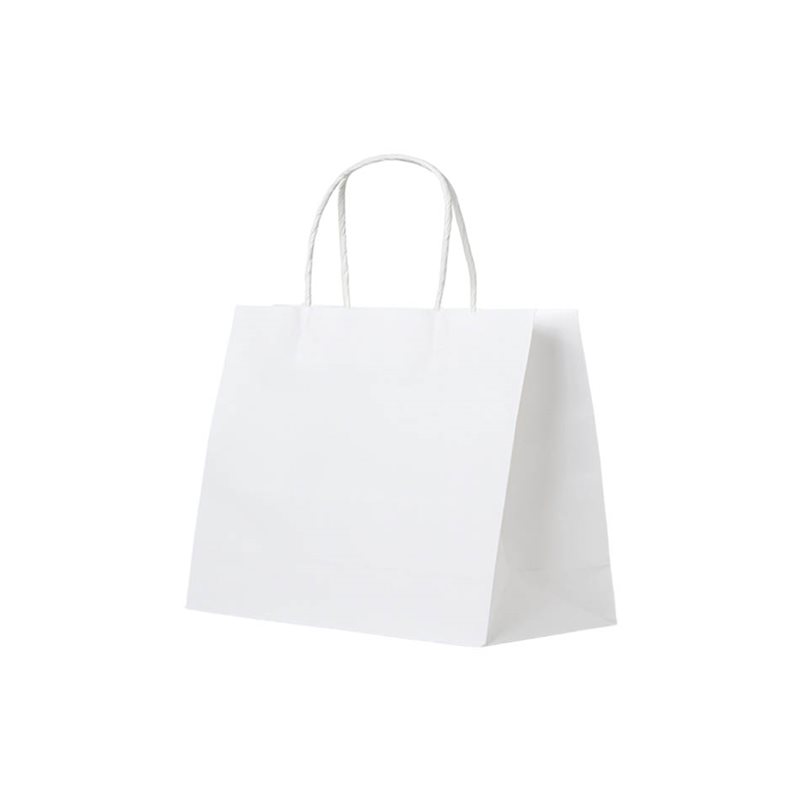 Medium Paper Bags Twisted Handles 280x280mm White - 50/Pack - dimensions