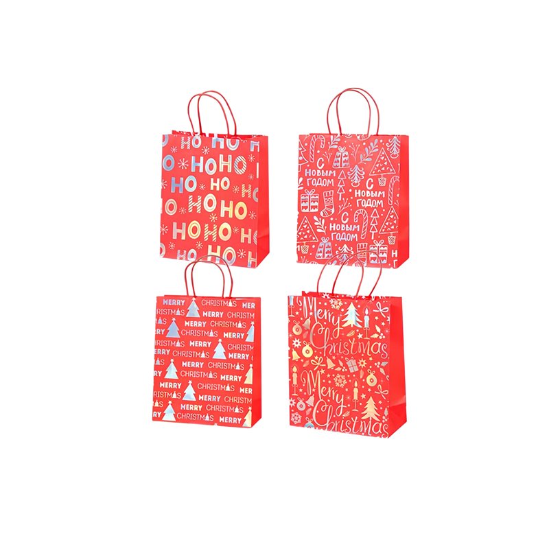 Small Xmas Present Gift Bags with Handles 210x255x100mm - 48/Pack