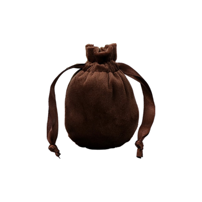 Velvet Satin Drawstring Bags 80x100mm Dark Brown - 50/Pack