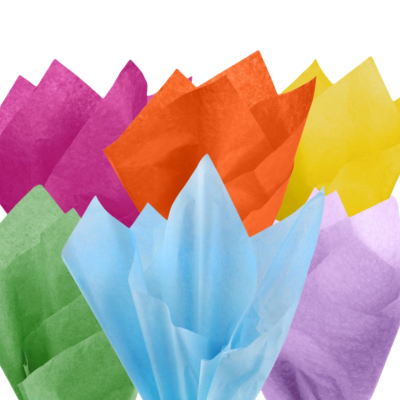 Tissue Paper 750x500mm Rainbow Mix - 480 Sheets - dimensions