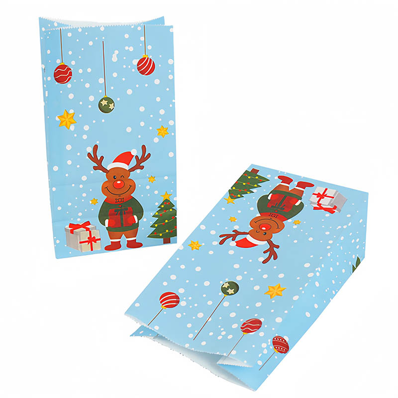 Christmas Paper Bags 130x240x80mm Reindeer Pattern - 50/Pack