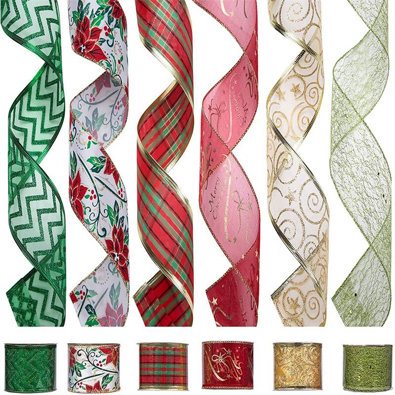 Christmas Organza Ribbon 63mmx5M - 6 Rolls