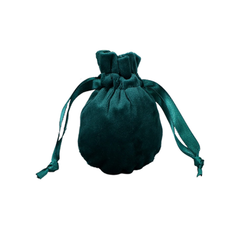 Velvet Satin Drawstring Bags 80x100mm Dark Green - 50/Pack - dimensions