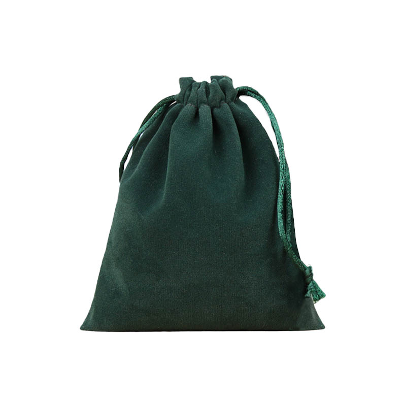 Velvet Drawstring Bags 200x250mm Dark Green - 50/Pack - dimensions