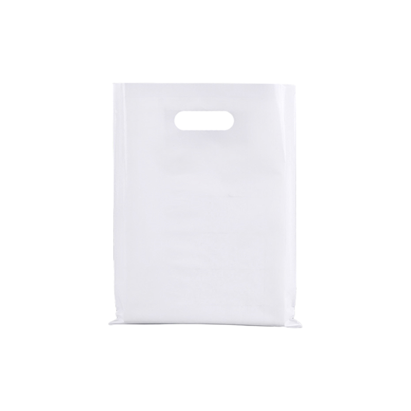 Medium Plastic Bags with Die Cut Handles 250x350mm White - 100/Pack - dimensions