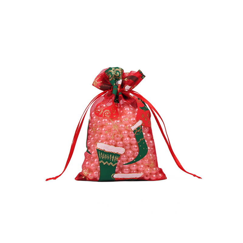 Christmas Organza Bags 130x180mm Stocking  Pattern - 50/Pack