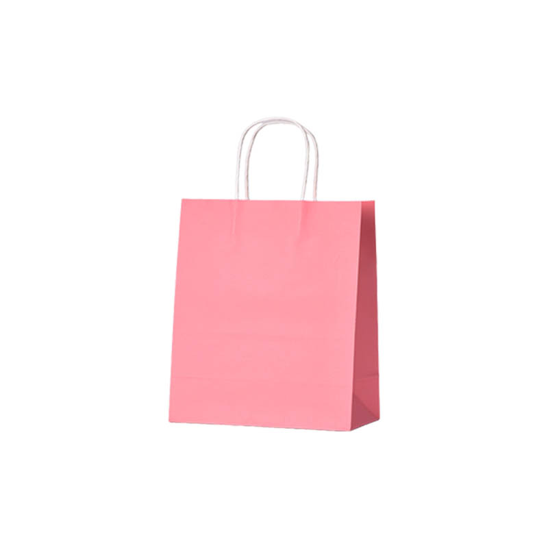 Small Paper Bags Twisted Handles 210x270mm Pink - 50/Pack - dimensions