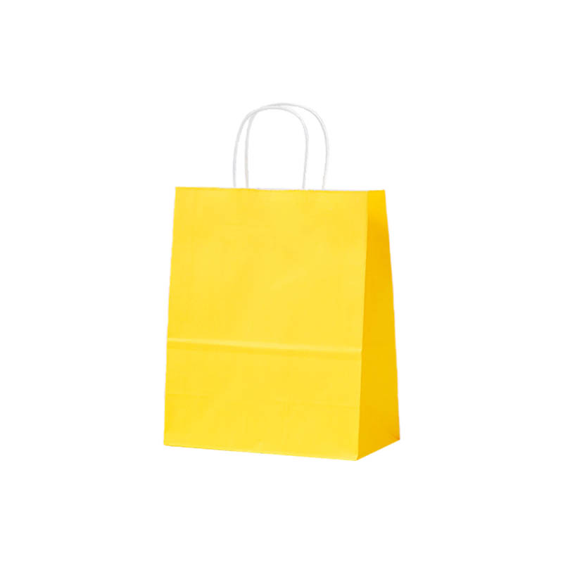 Medium Paper Bags Twisted Handles 260x320mm Yellow - 50/Pack - dimensions