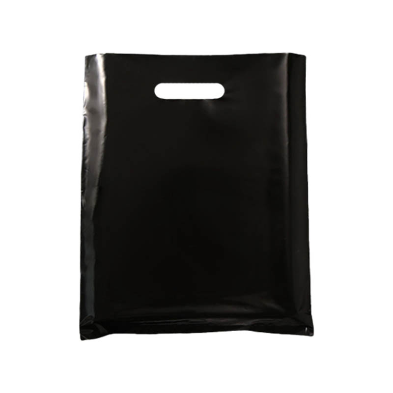 Large Plastic Bags with Die Cut Handles 450x550mm Black - 100/Pack - dimensions