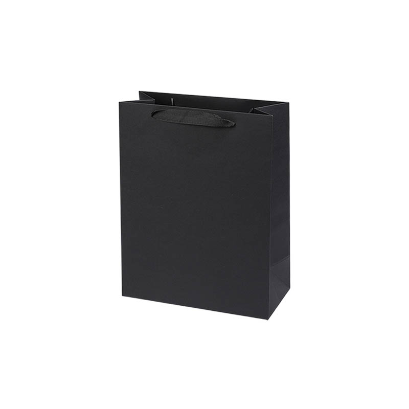 Matt Laminated Paper Bags 180x100x230mm Black - 50/Pack - dimensions