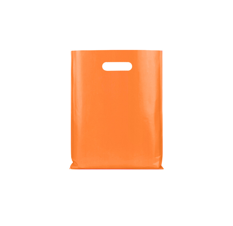 Small Plastic Bags with Die Cut Handles 200x300mm Orange - 100/Pack - dimensions