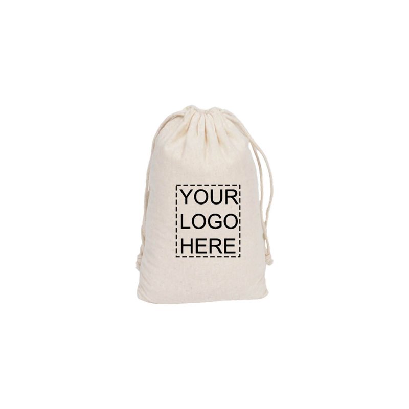 Custom Printed Small Calico Drawstring Bags 150x210mm - MOQ 100 - dimensions