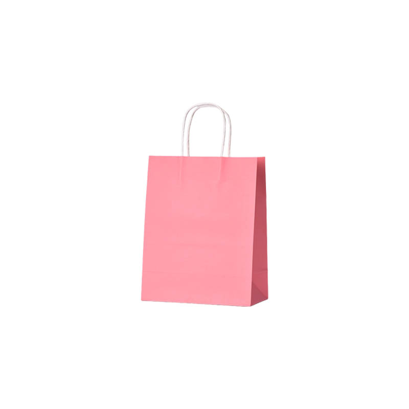 Mini Paper Bags Twisted Handles 150x210mm Pink - 50/Pack - dimensions