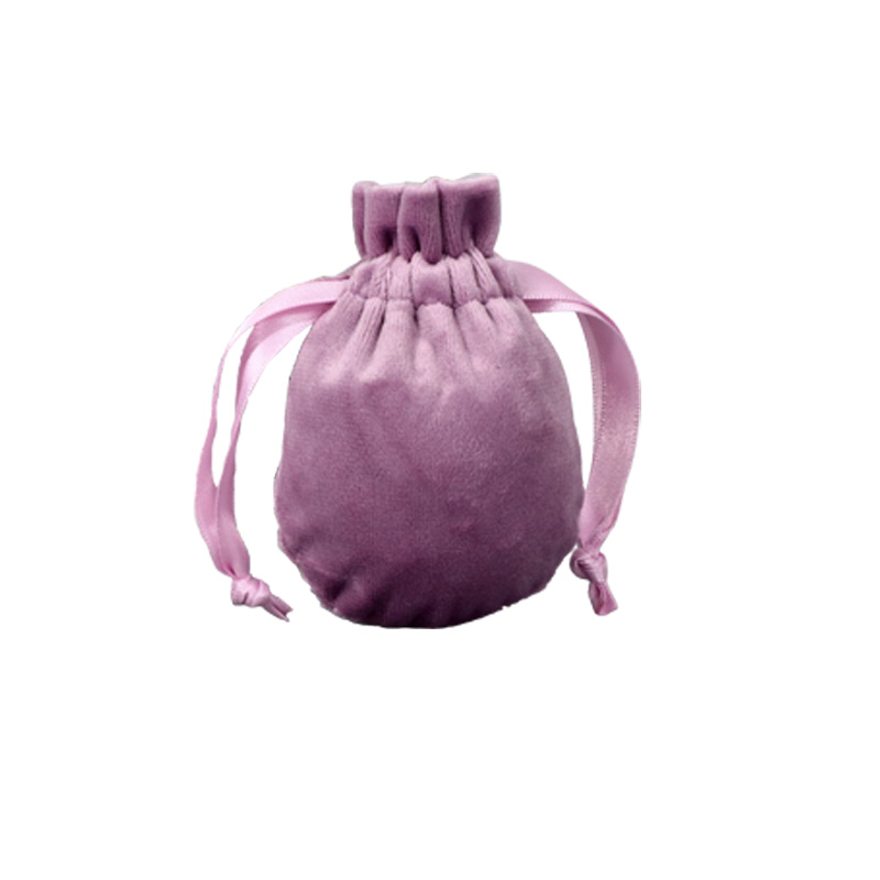 Velvet Satin Drawstring Bags 80x100mm Purple - 50/Pack - dimensions