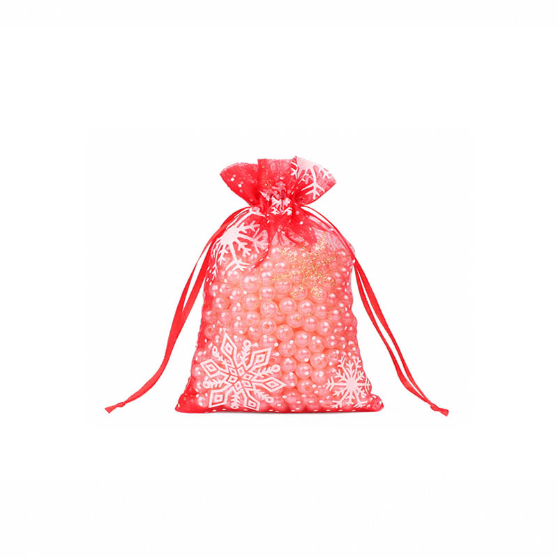 Christmas Organza Bags 130x180mm Snowflake Pattern - 50/Pack - dimensions