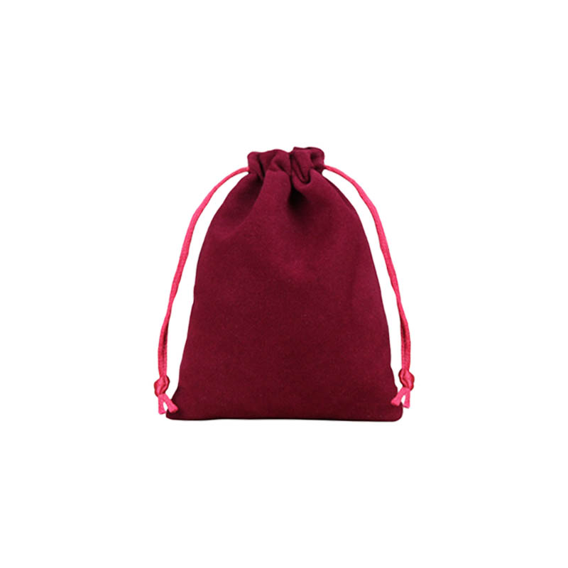 Velvet Drawstring Bags 130x180mm Burgundy - 50/Pack - dimensions