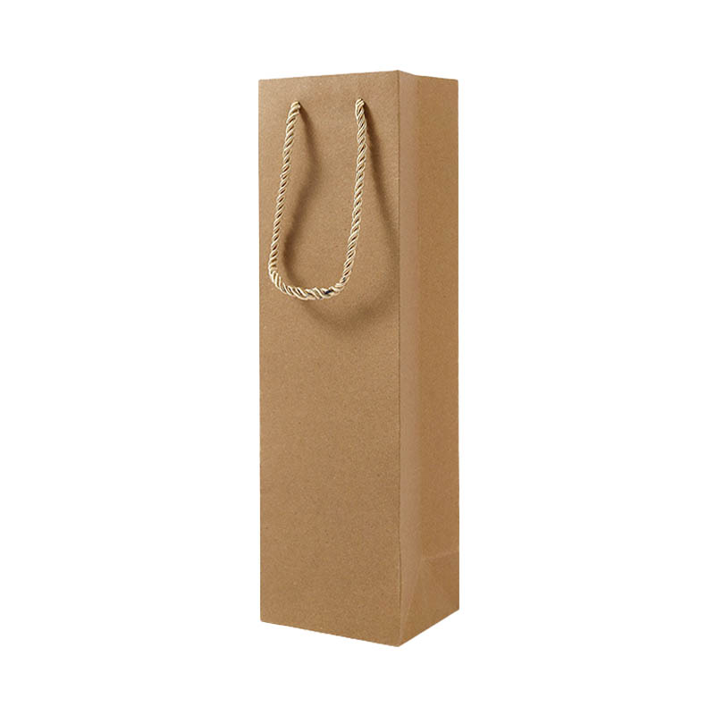 Paper Wine Bags Single Bottle 95x350mm Brown - 50/Pack - dimensions