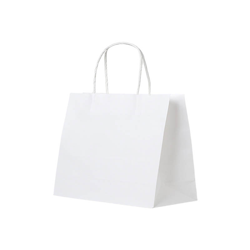 Medium Paper Bags Twisted Handles 305x305mm White - 50/Pack - dimensions