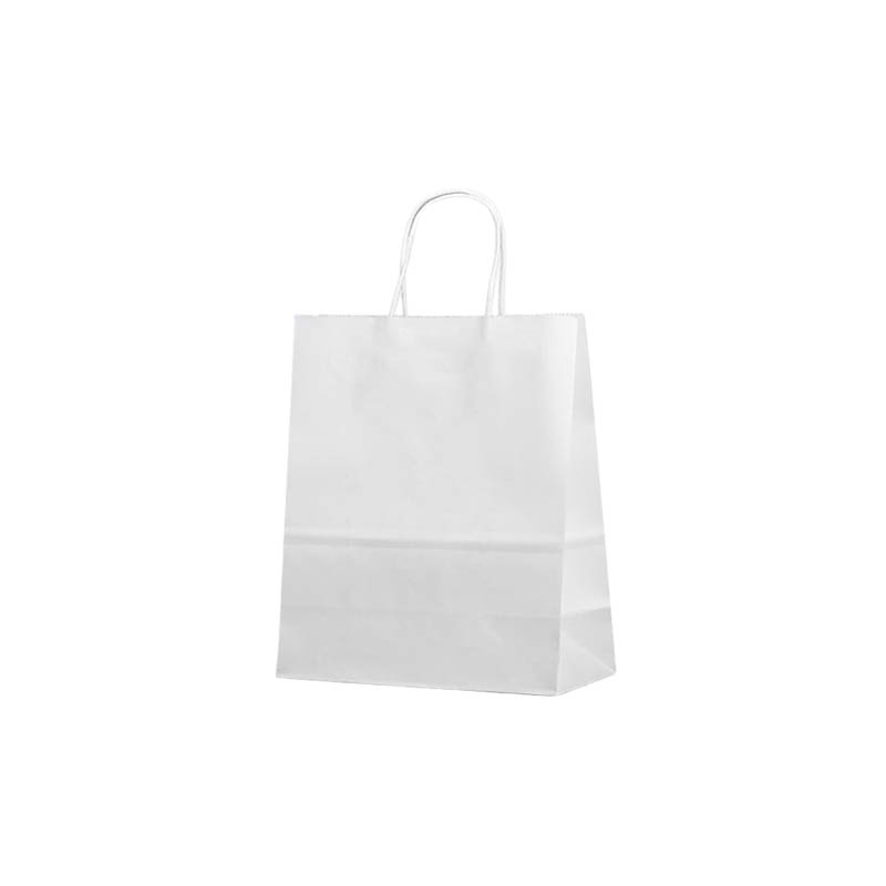 Small Paper Bags Twisted Handles 210x270mm White - 50/Pack - dimensions