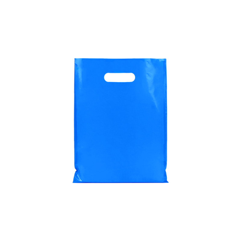 Small Plastic Bags with Die Cut Handles 200x300mm Blue - 100/Pack - dimensions