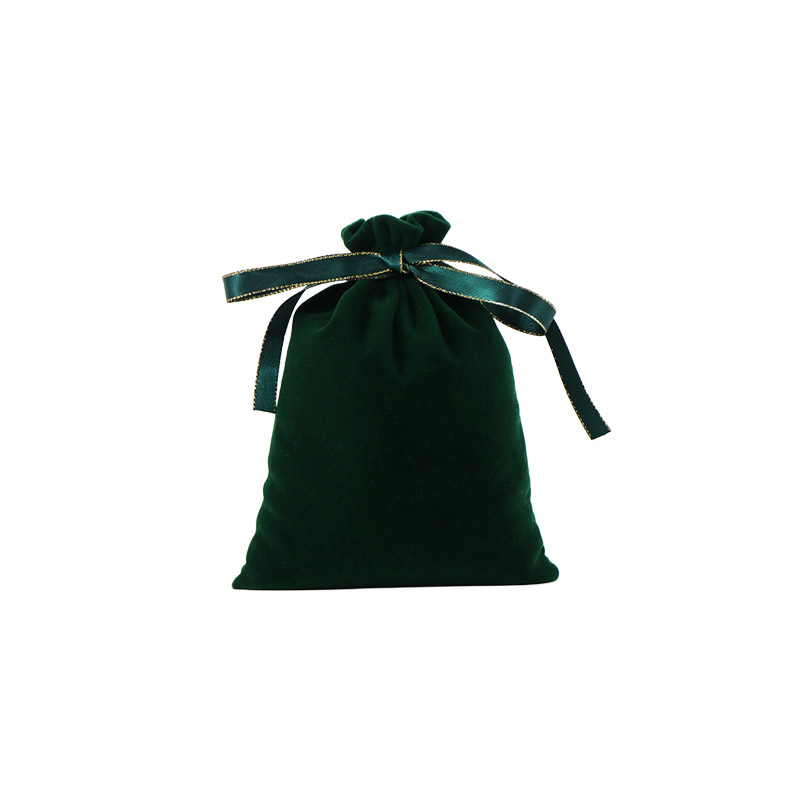 Velvet Satin Drawstring Bags 120x180mm Dark Green - 50/Pack