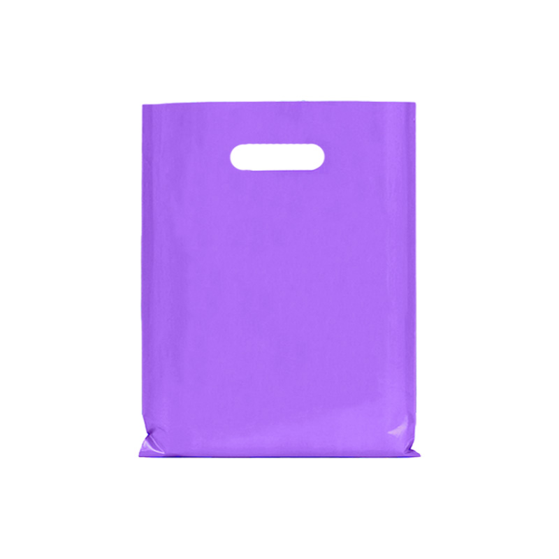 Large Plastic Bags with Die Cut Handles 300x400mm Purple - 100/Pack