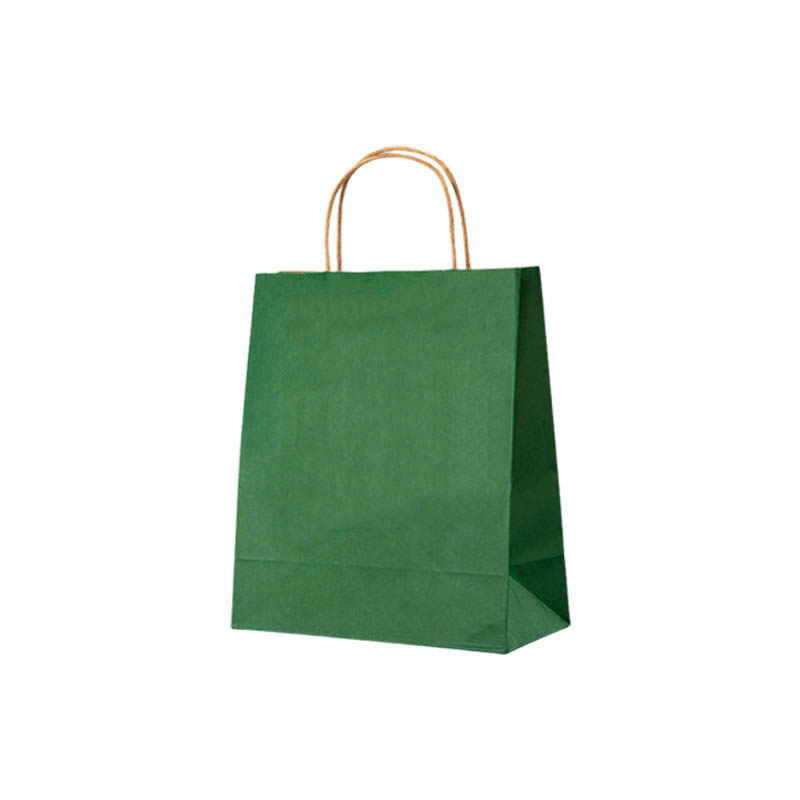 Medium Paper Bags Twisted Handles 260x320mm Dark Green - 50/Pack - dimensions