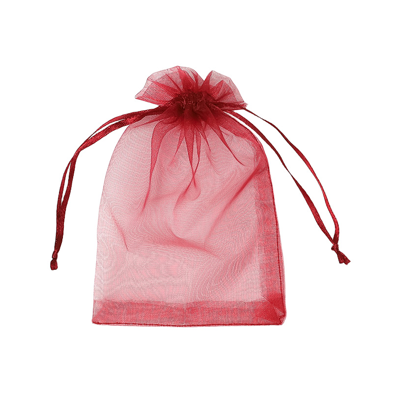 Burgundy Organza Bags - 100/Pack - dimensions