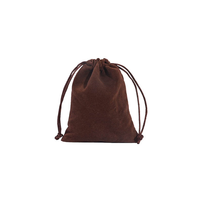 Double Sided Velvet Drawstring Bags 100x140mm Brown - 50/Pack