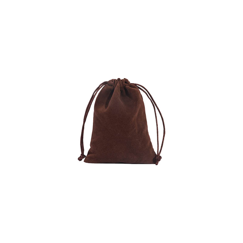 Double Sided Velvet Drawstring Bags 70x90mm Brown - 50/Pack - dimensions