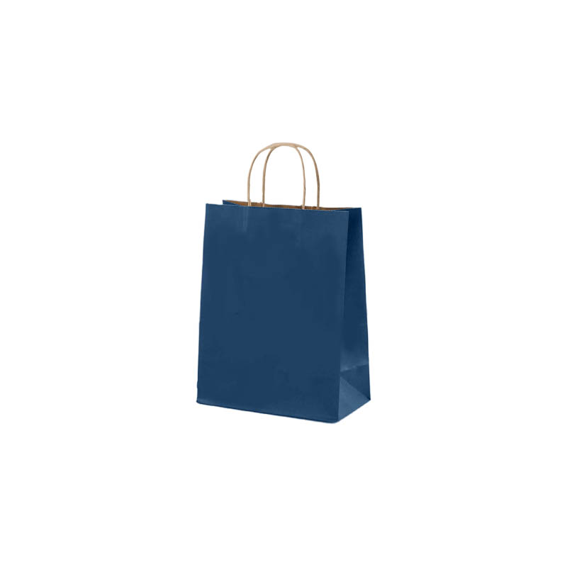 Mini Paper Bags Twisted Handles 150x210mm Navy Blue - 50/Pack - dimensions