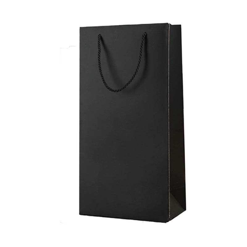 Paper Wine Bags Double Bottles 180x350mm Black - 100/Pack - dimensions