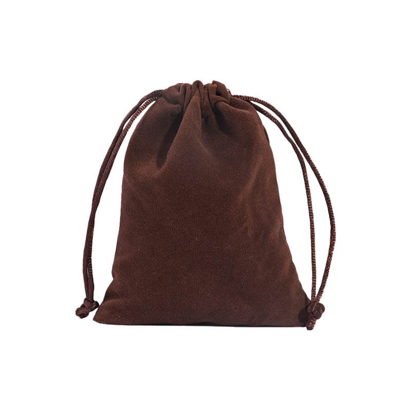 Double Sided Velvet Drawstring Bags 200x250mm Brown - 50/Pack