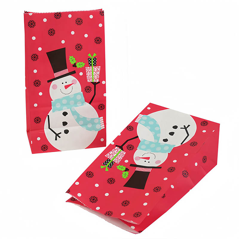 Christmas Paper Bags 130x240x80mm Snowman Pattern - 50/Pack - dimensions