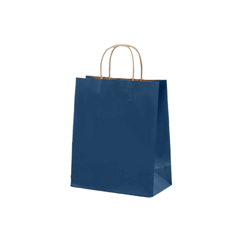 Medium Paper Bags Twisted Handles 260x320mm Navy Blue - 50/Pack - dimensions