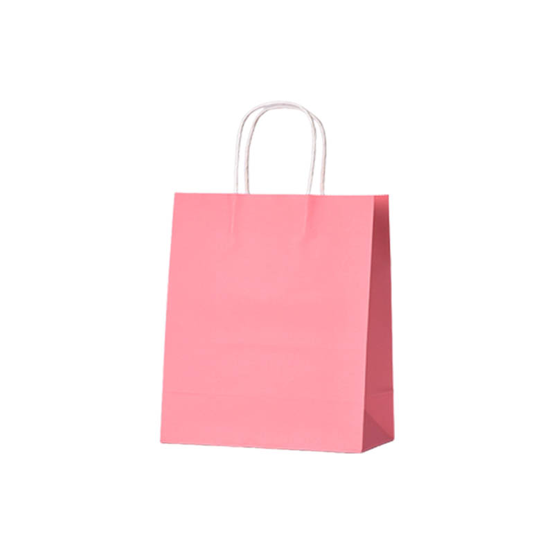 Medium Paper Bags Twisted Handles 260x320mm Pink - 50/Pack - dimensions