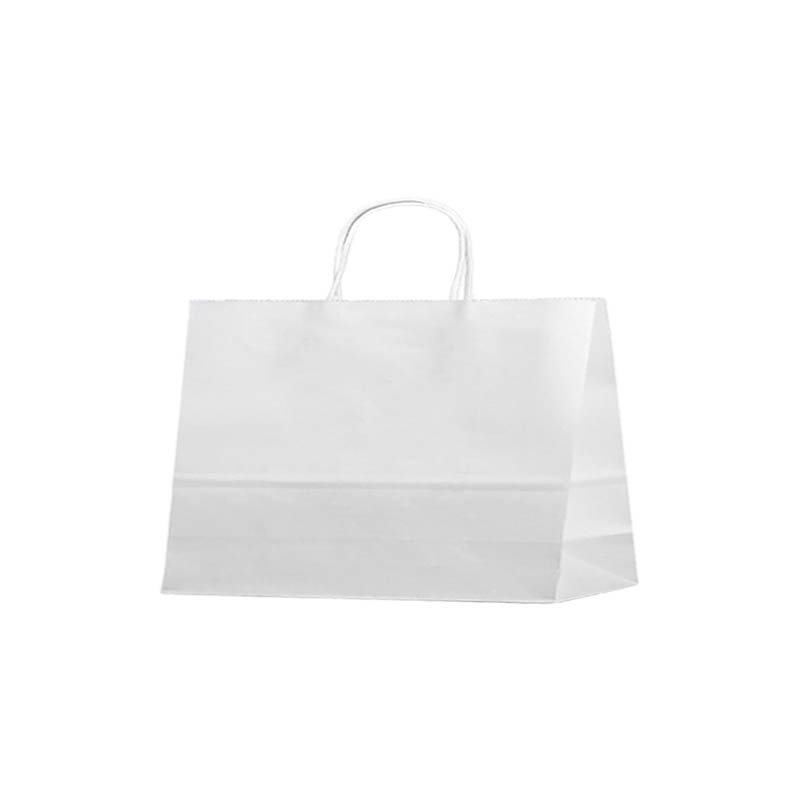 Large Paper Bags Twisted Handles 410x310mm White - 50/Pack - dimensions