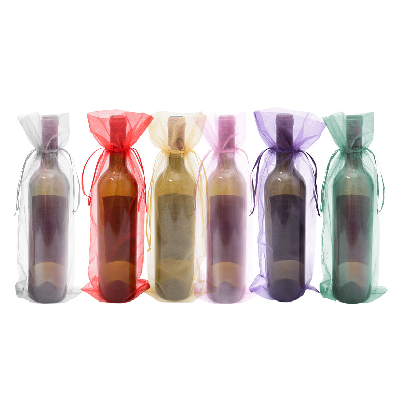 Organza Wine Bags 140x360mm - 50/Pack - dimensions