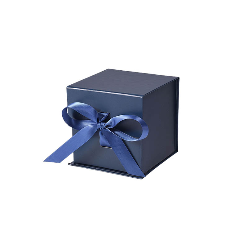 Magnetic Gift Box with Ribbon 120x120x120mm Navy Blue - 50/Pack