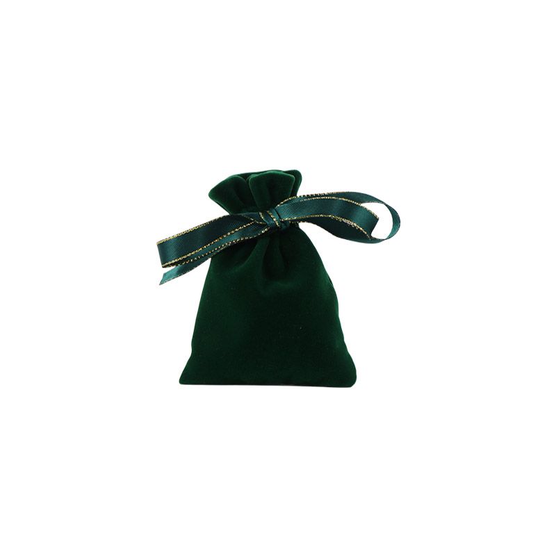 Velvet Satin Drawstring Bags 70x100mm Dark Green - 50/Pack - dimensions