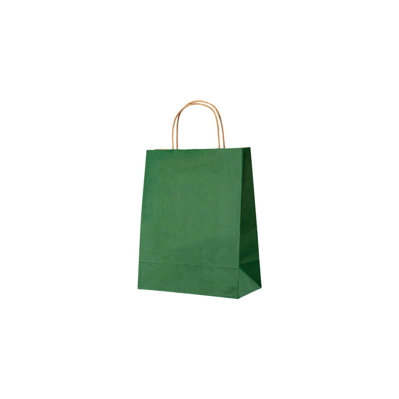 Mini Paper Bags Twisted Handles 150x210mm Dark Green - 50/Pack - dimensions