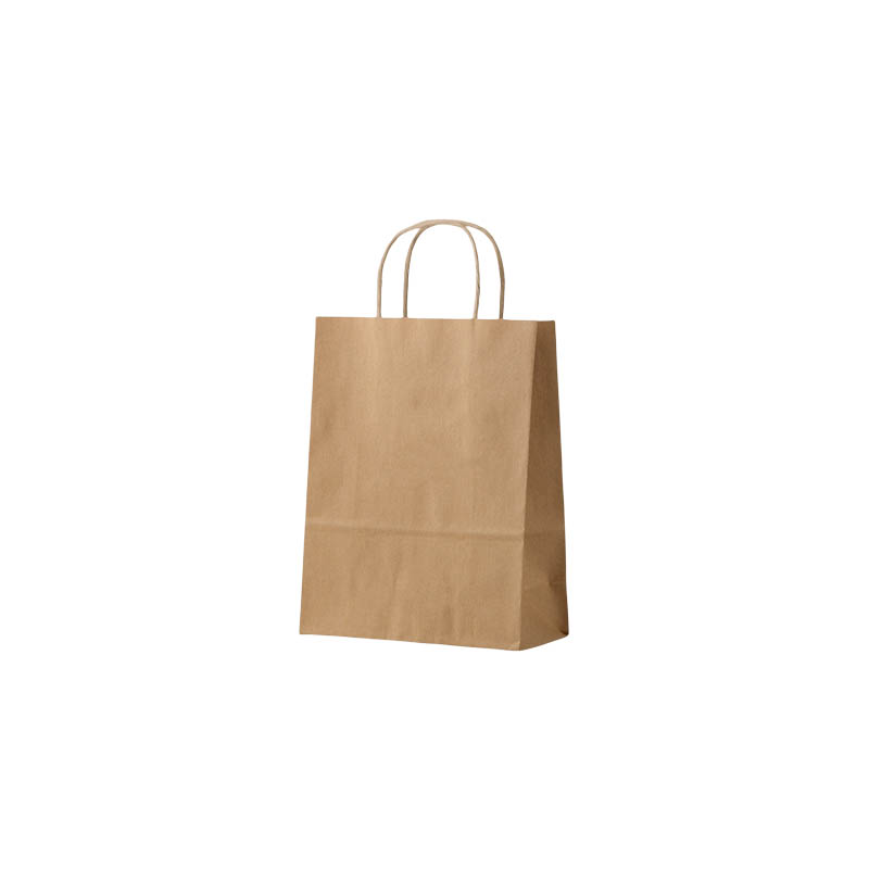 Mini Paper Bags Twisted Handles 150x210mm Brown - 50/Pack - dimensions